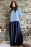 Cyril Crinkelle Wide Leg Pant Navy